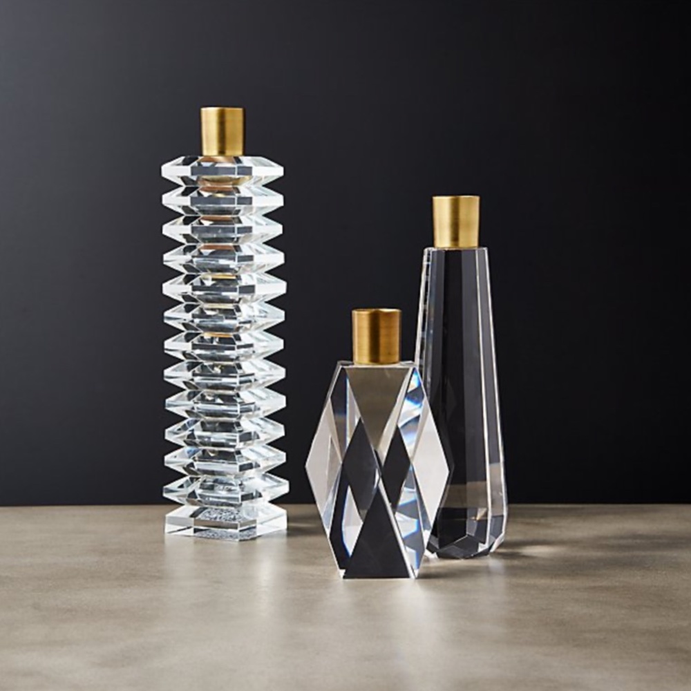 CB2 COSETTE CRYSTAL TAPER CANDLE HOLDERS SET of 3